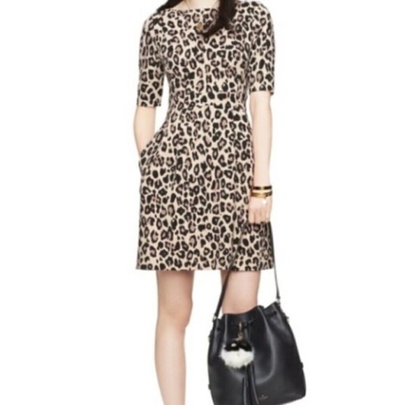 Kate Spade Leopard Print Ponte Dress Size 6 - Picture 2 of 14